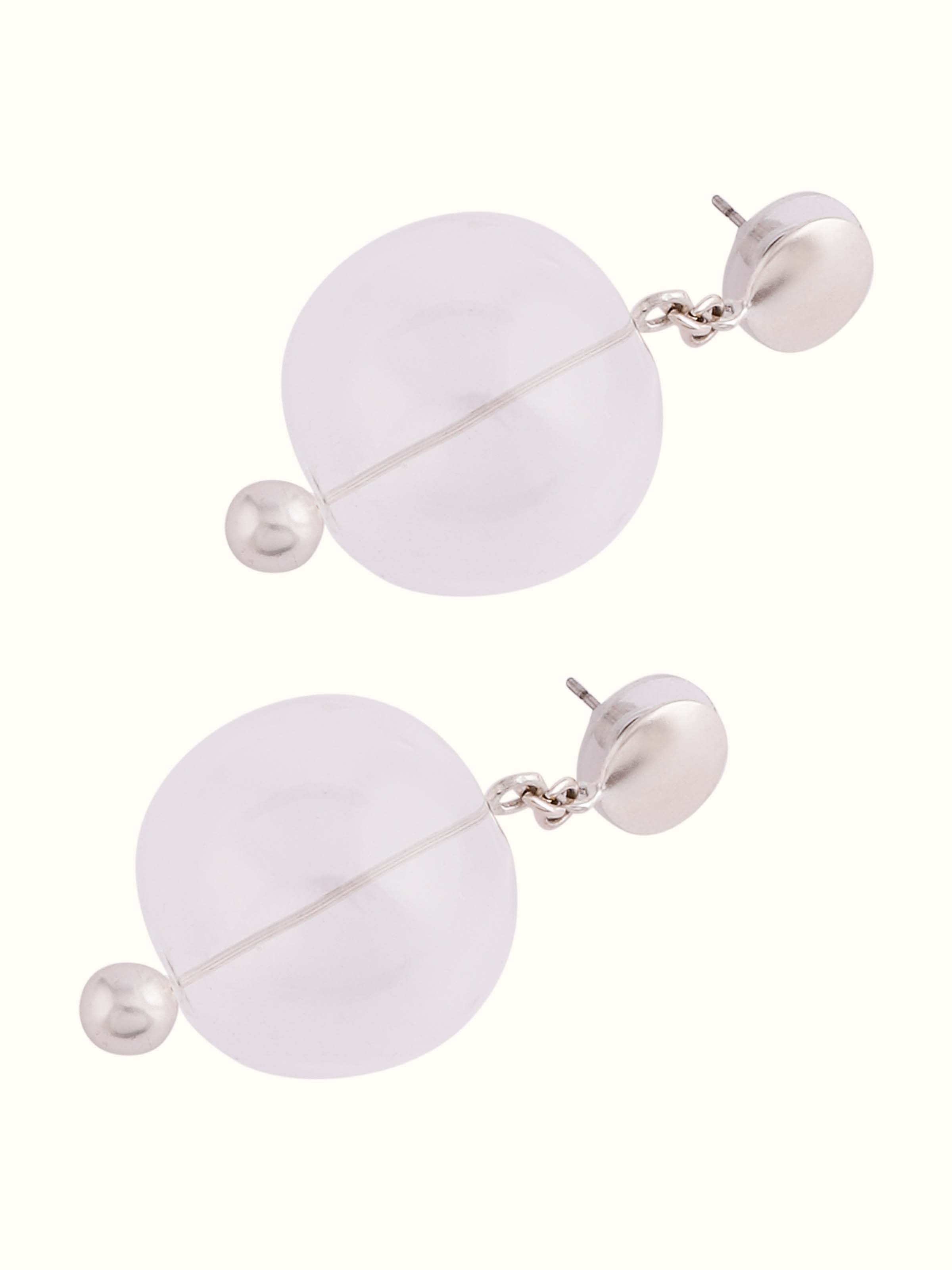 Silver Flame Glass Drop Earrings