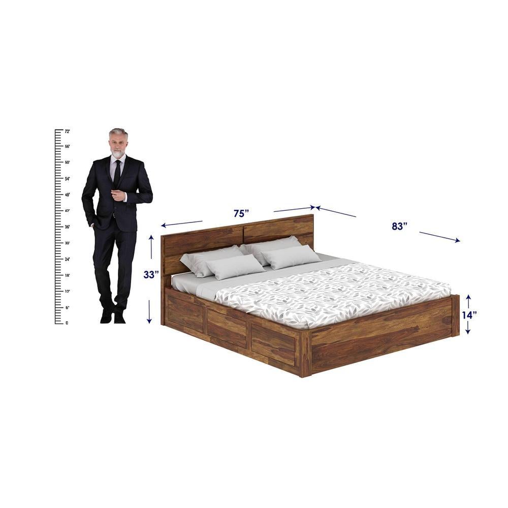 Simplicity Solid Wood King Size Box Storage Bed