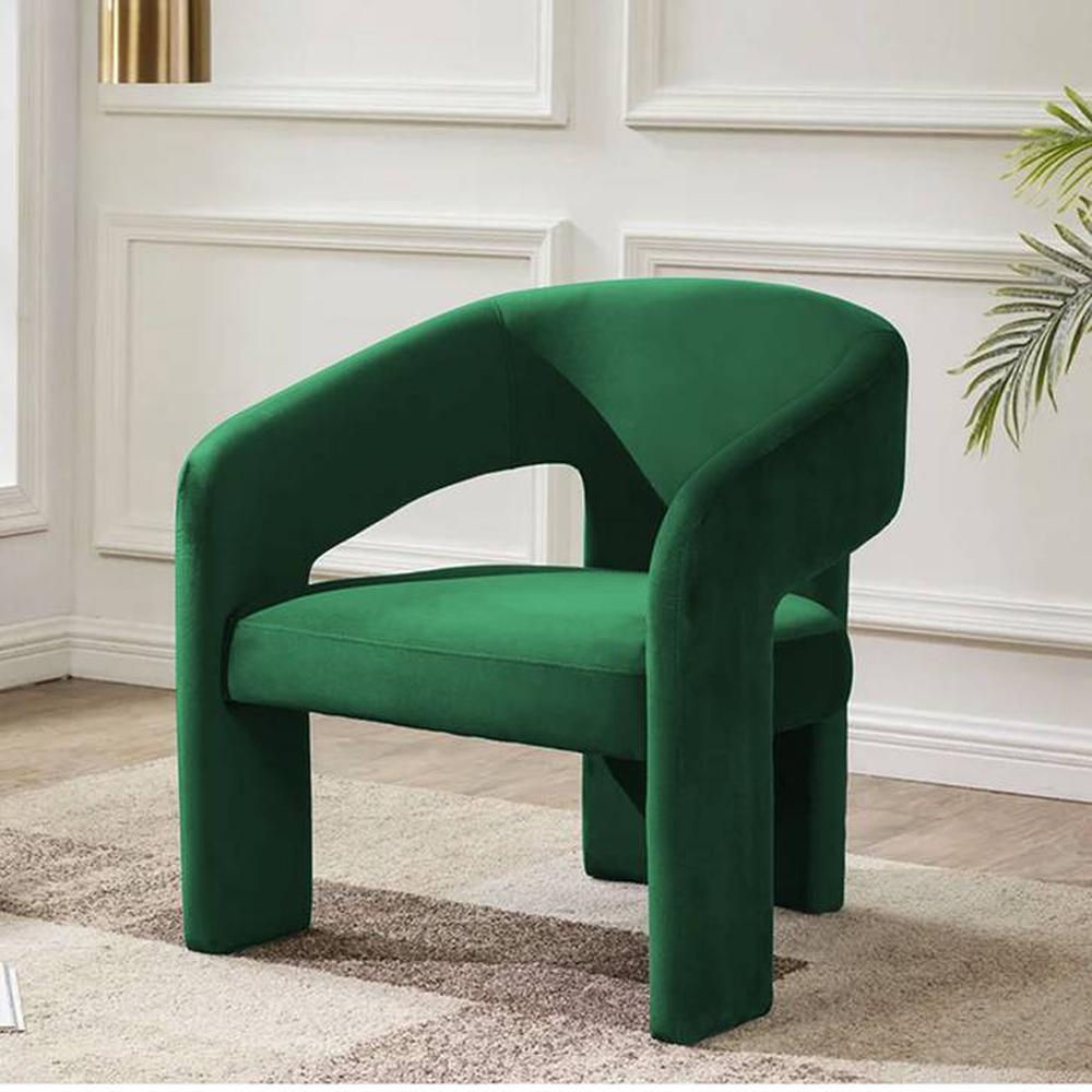 Ashley Velvet Accent Chair in Green Colour