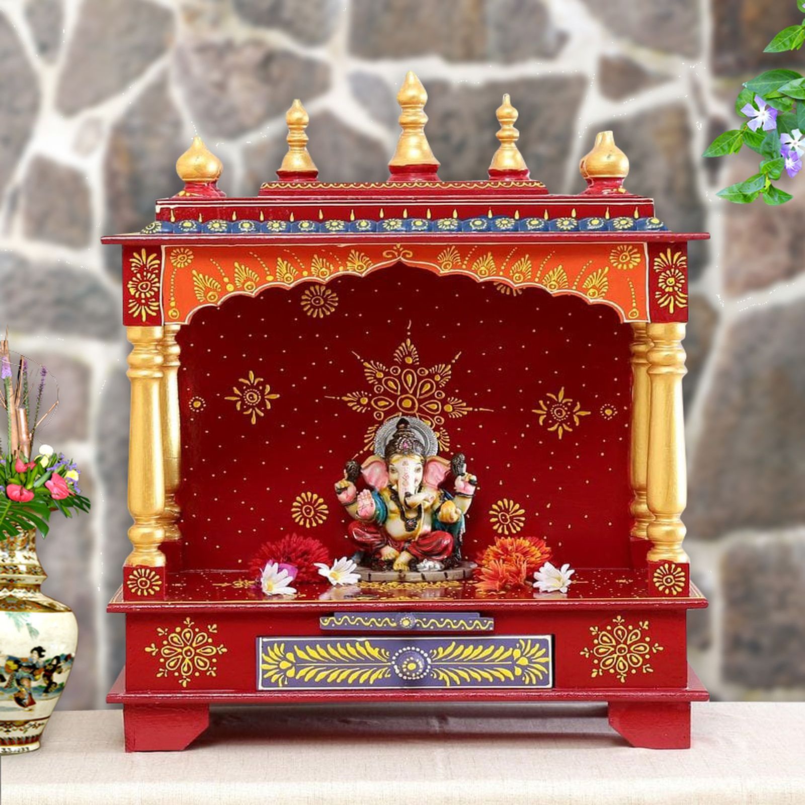 D'Dass Sheesham and Mdf Wooden Home Temple For Pooja Mandir For Home