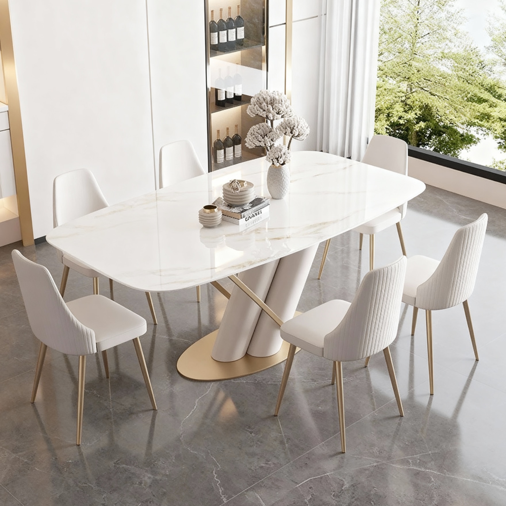 Modernist Metal Dining Table Set