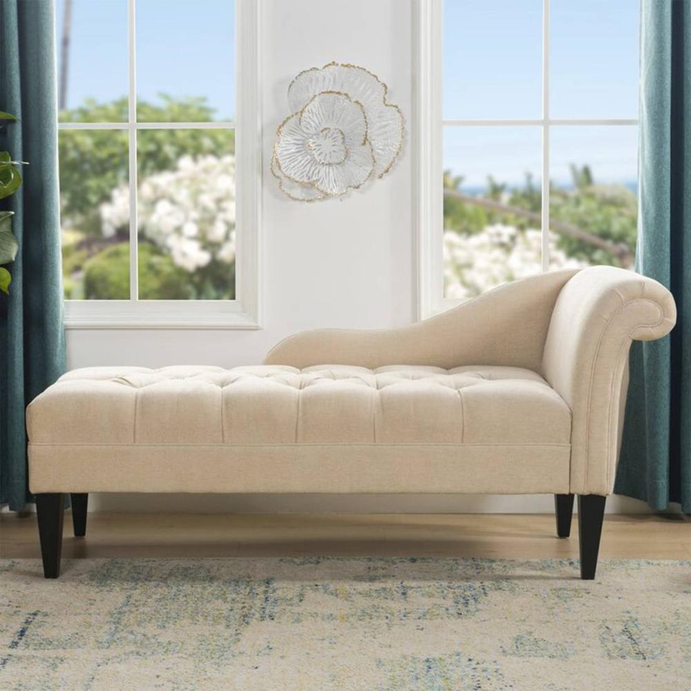 Ainara Fabric Chaise Launger in Beige Colour