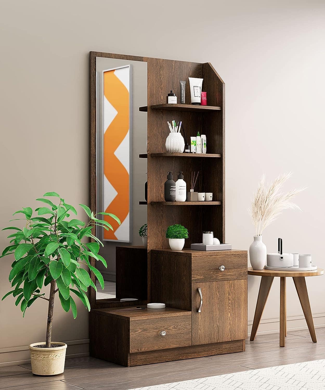 Hexa Red Wooden Dressing Table in Flower Wenge Colour - HexaRed