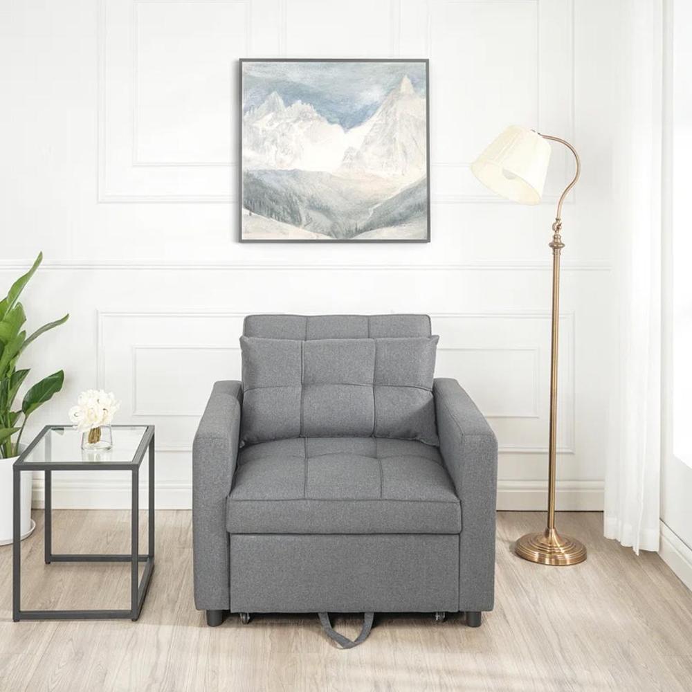 Gilbertson 1 Seater Fold Out Sofa cum Bed in Grey Colour