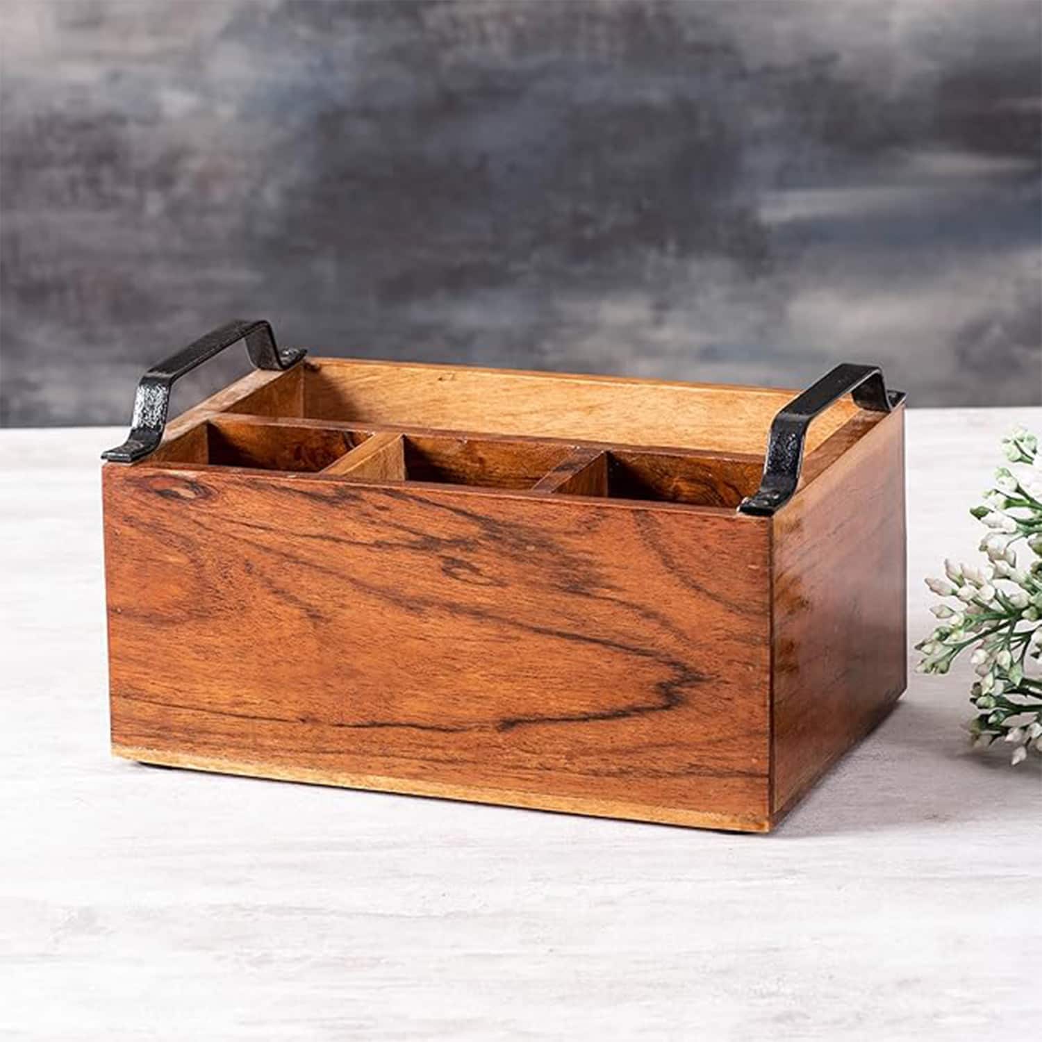 Inseparables Teak Wood Spoon Stand Black