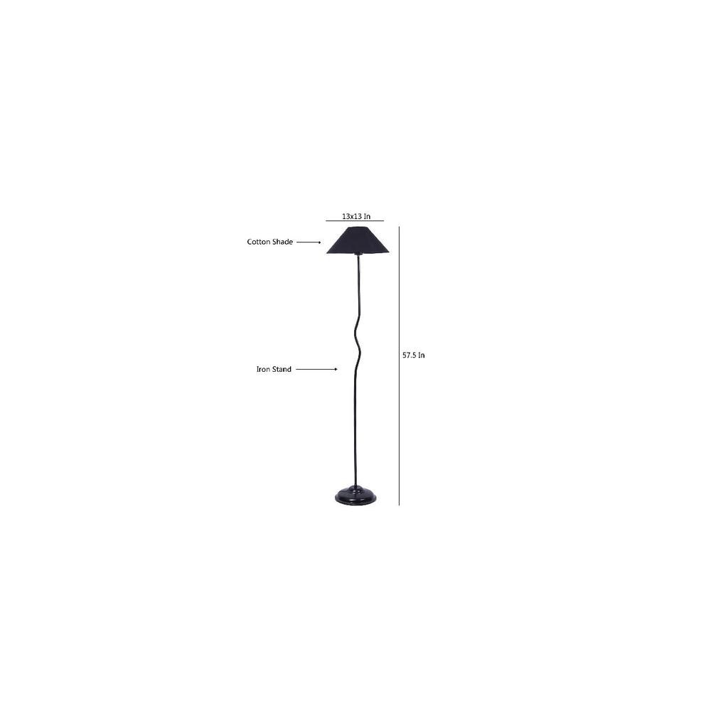 Jasper Black Fabric Floor Lamp with Black Iron Base