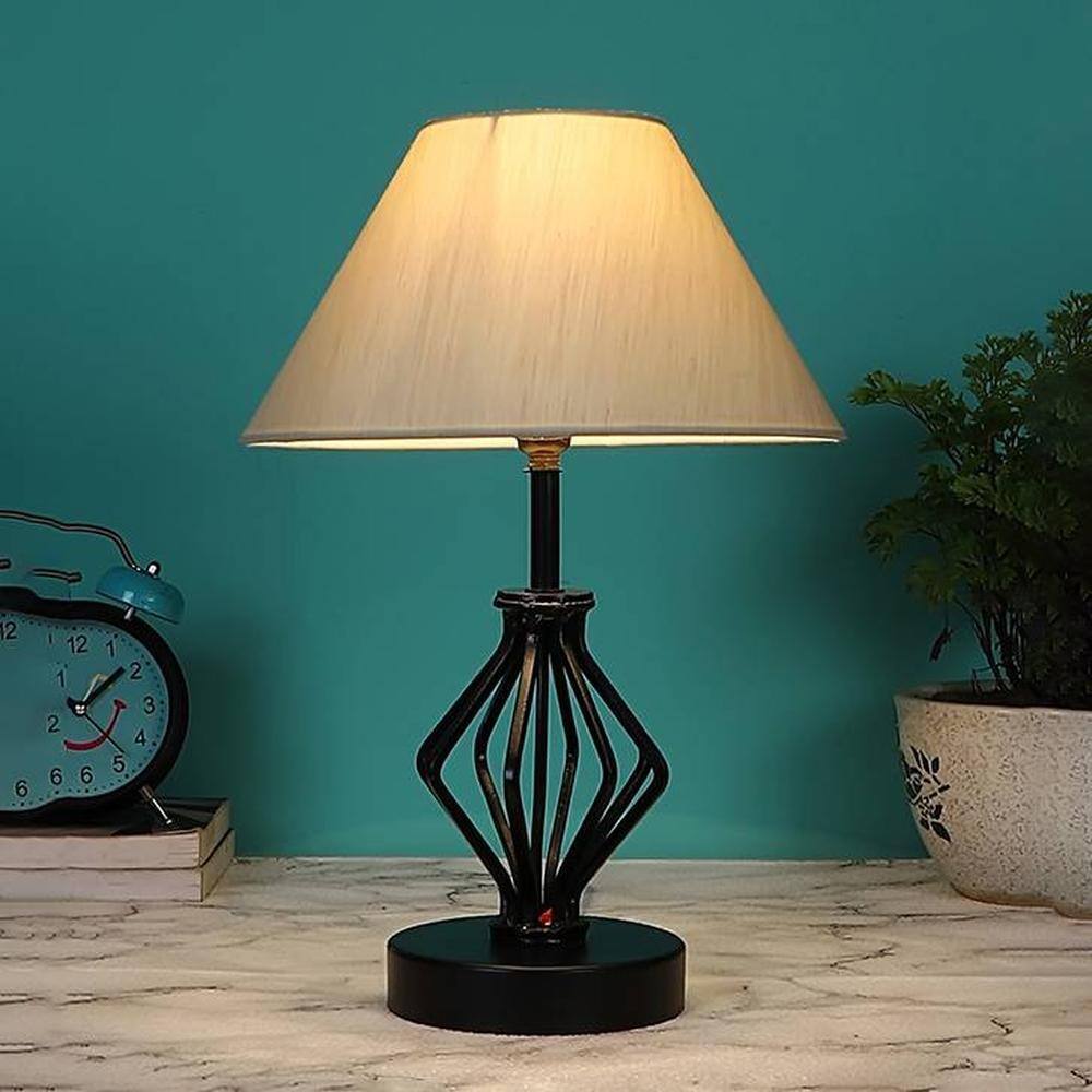 Ariah off-white cotton Table lamp with Iron Base
