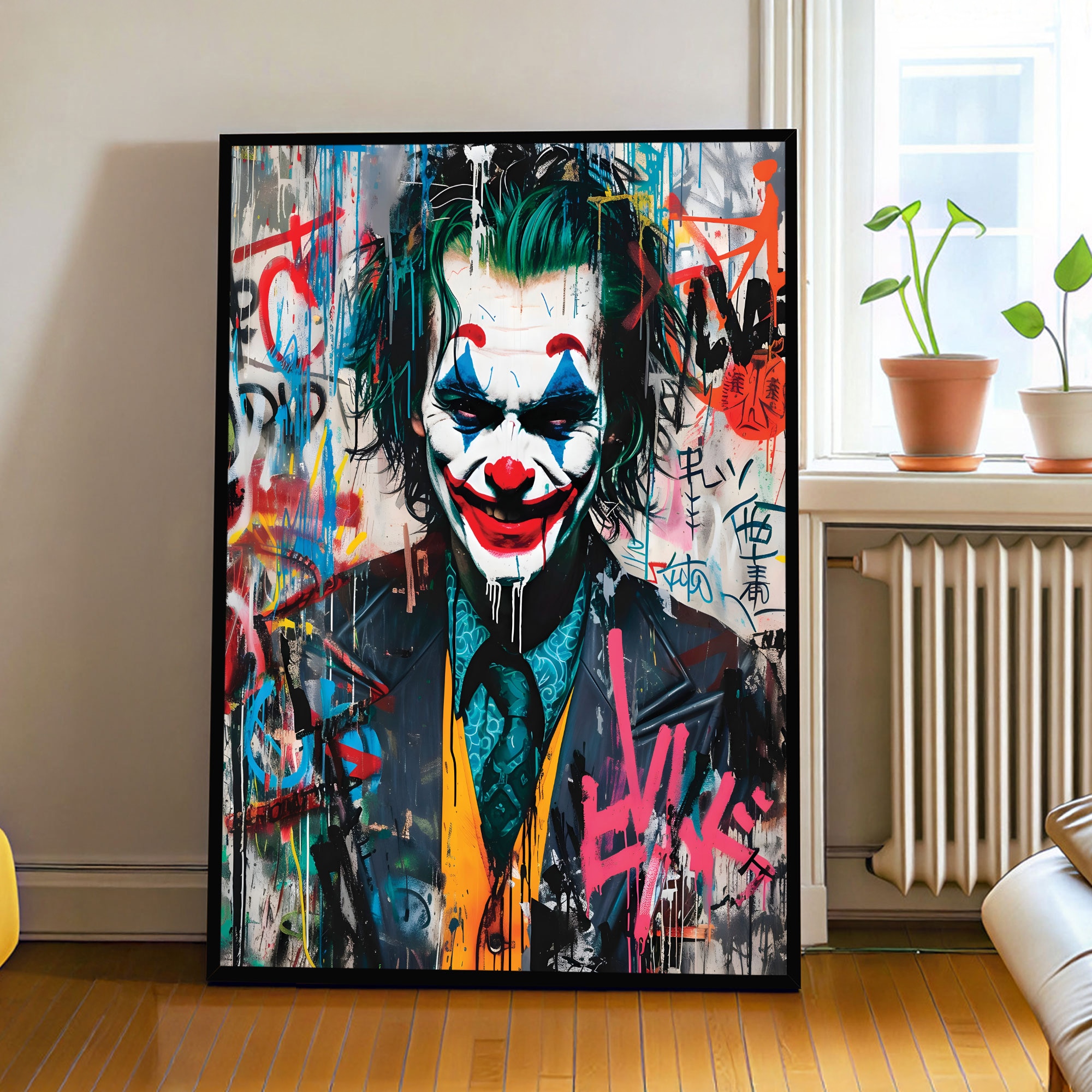 The Castle Decor Dark Graffiti Villain Wall Art Framed Painting 20x30 Inch - The Castle Decor