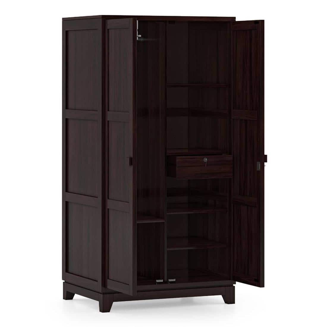 Magellan Solid Wood 2 Door Wardrobe in Mahogany Finish