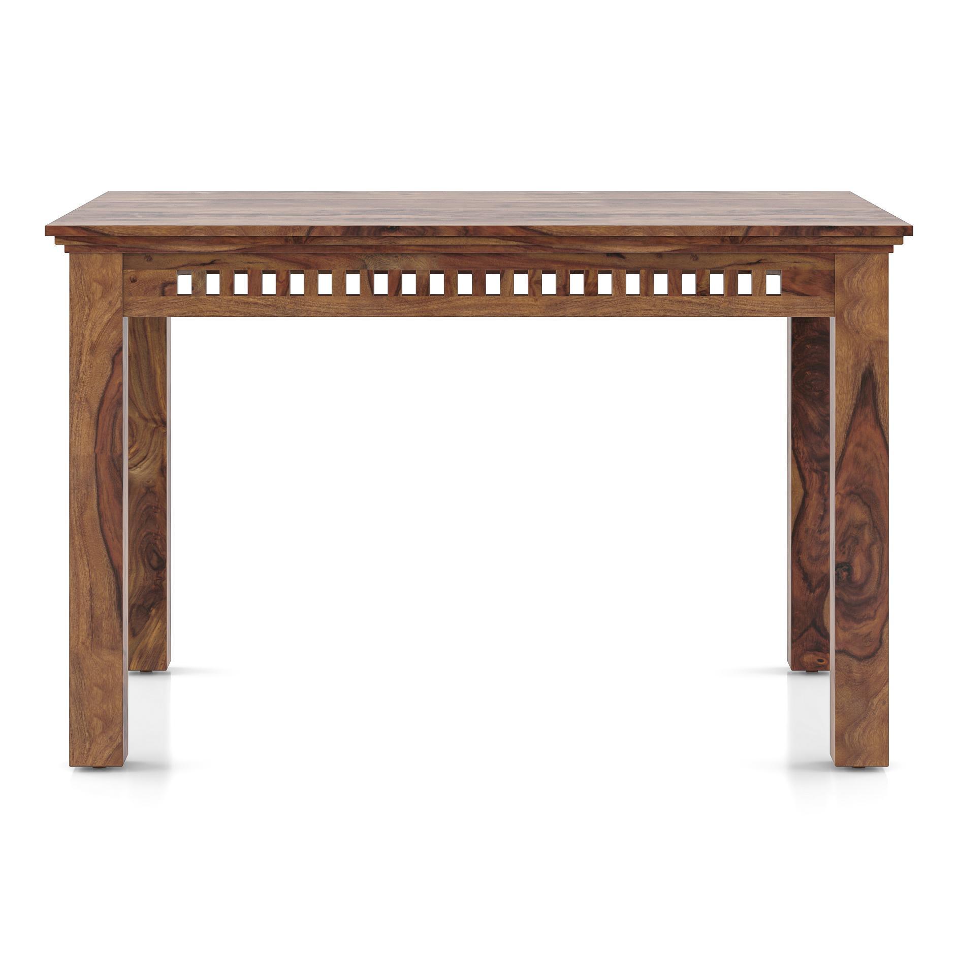 Fidora 4 Seater Dining Table With Set Of 4 Diego Dining Chairs (Colour- Midnight Indigo Blue , Finish- Teak)