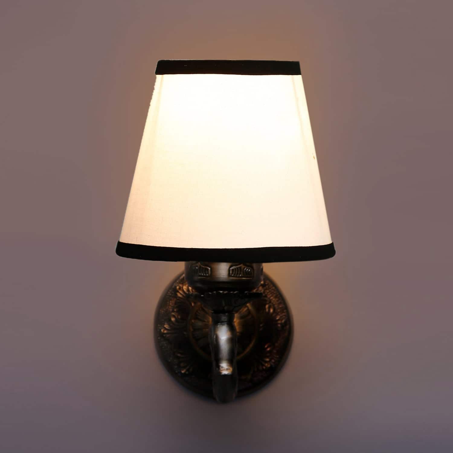 Devansh Metal Electric Wall Light in Antique Gold Colour with White & Black Shade Count of 1 Light - Devansh