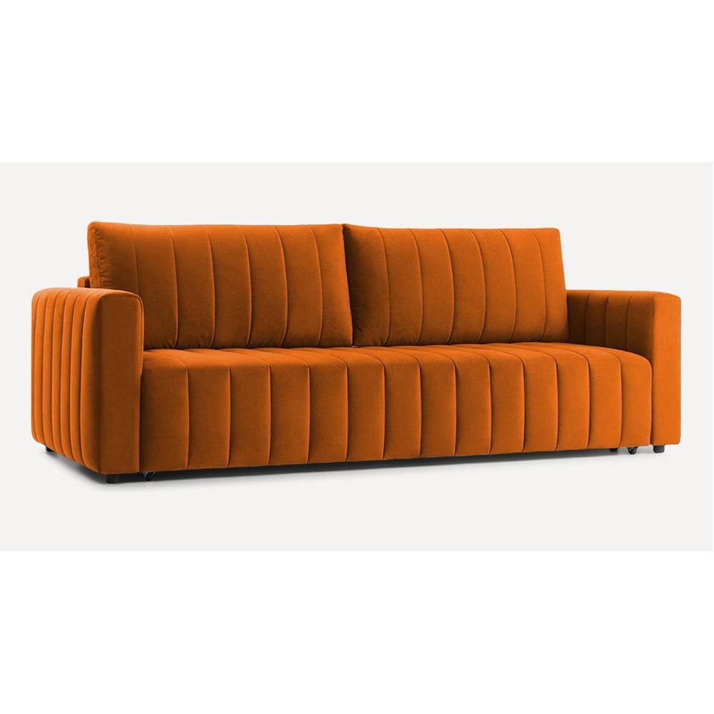 Beliss 3 Pull Out Sofa Cum Bed ith storage In Orange Colour