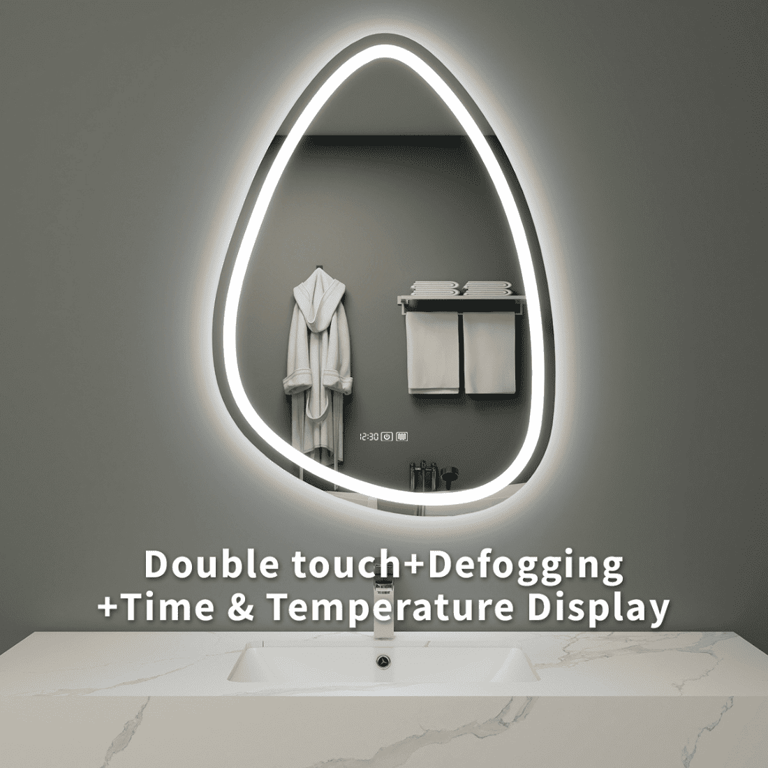LED Water Drop Mirror with Double Touch and Defogging Feature - Modern Illuminated Mirror