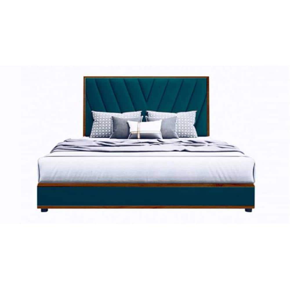 Vincent Engineered Wood Queen Size Non Storage Bed In Provincial Teak Finish