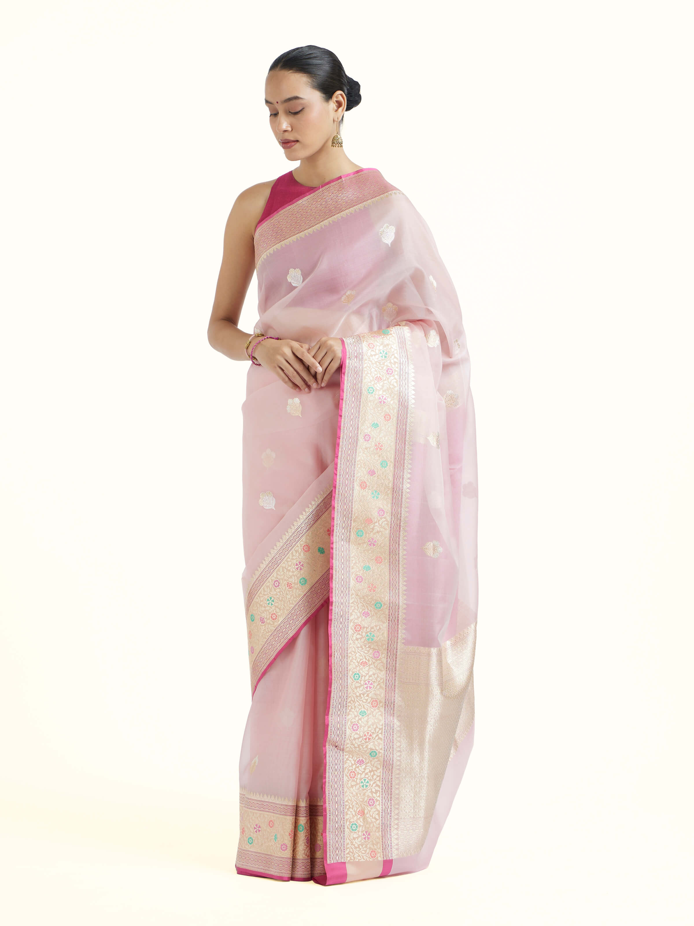 Pink Banarasi Kadhwa Silk Saree