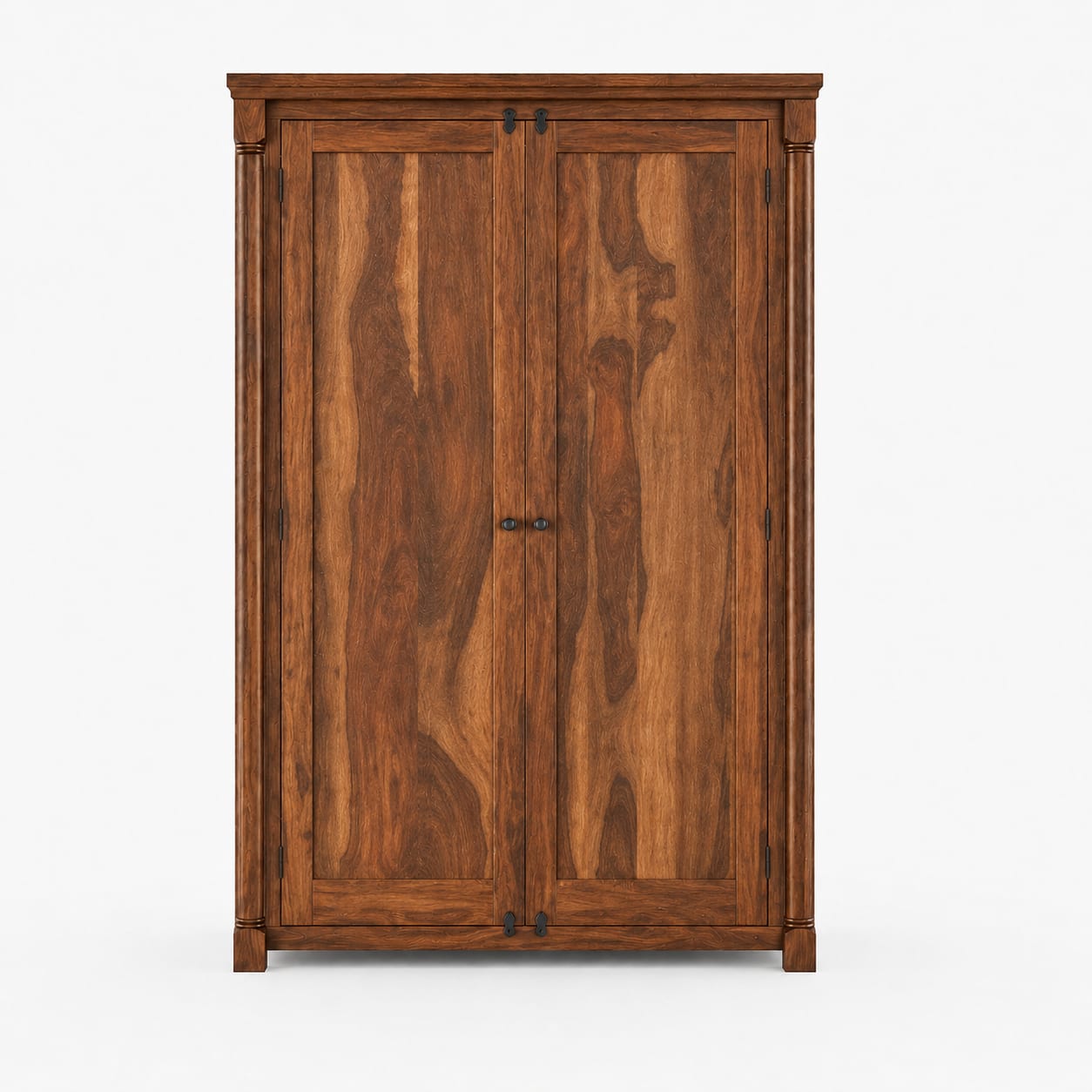 Claire Solid Sheesham Wood 2 Door Wardrobe In Rustic Finish