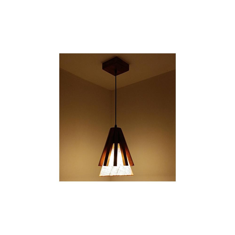 Flue Brown Solid Wood Single Hanging Light