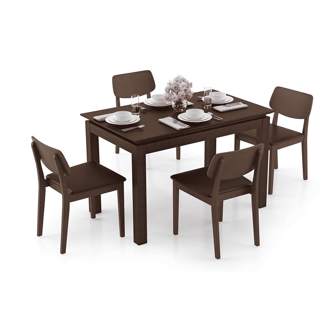Diner - Lawson 4 Seater Dining Table Set (Colour- Dark Brown, Finish- Dark Walnut)