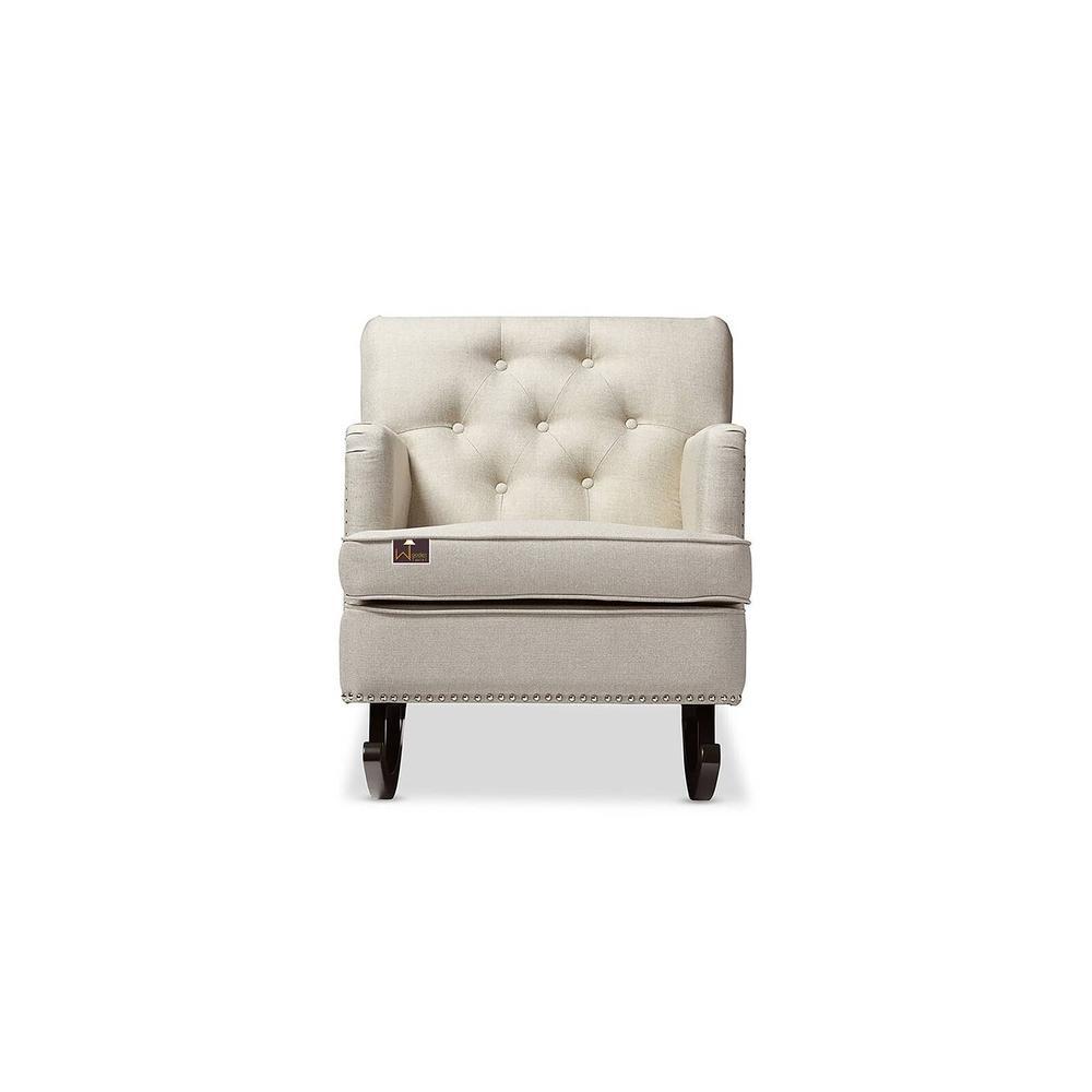 Duwan Solid Wood Rocking Chair in Light Beige Colour