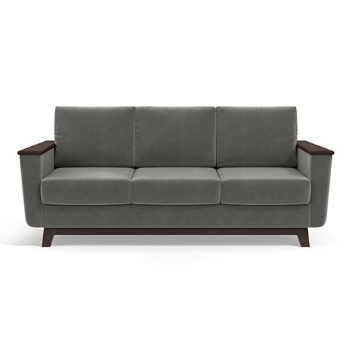 Corby Luxe 3 Seater Fabric Sofa in Ash Grey Velvet Colour - Urban Ladder