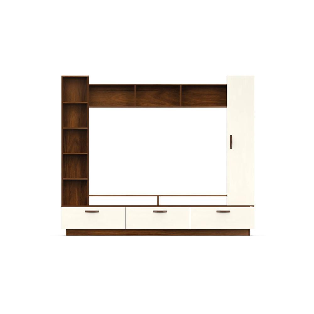 Fenily Engineering Wood TV Entertainment Unit Set Top Box Stand/TV Cabinet with Shelves for Books & Décor Display Unit Bed Living Room Upto 60 Inches (Brown Maple & Beige)
