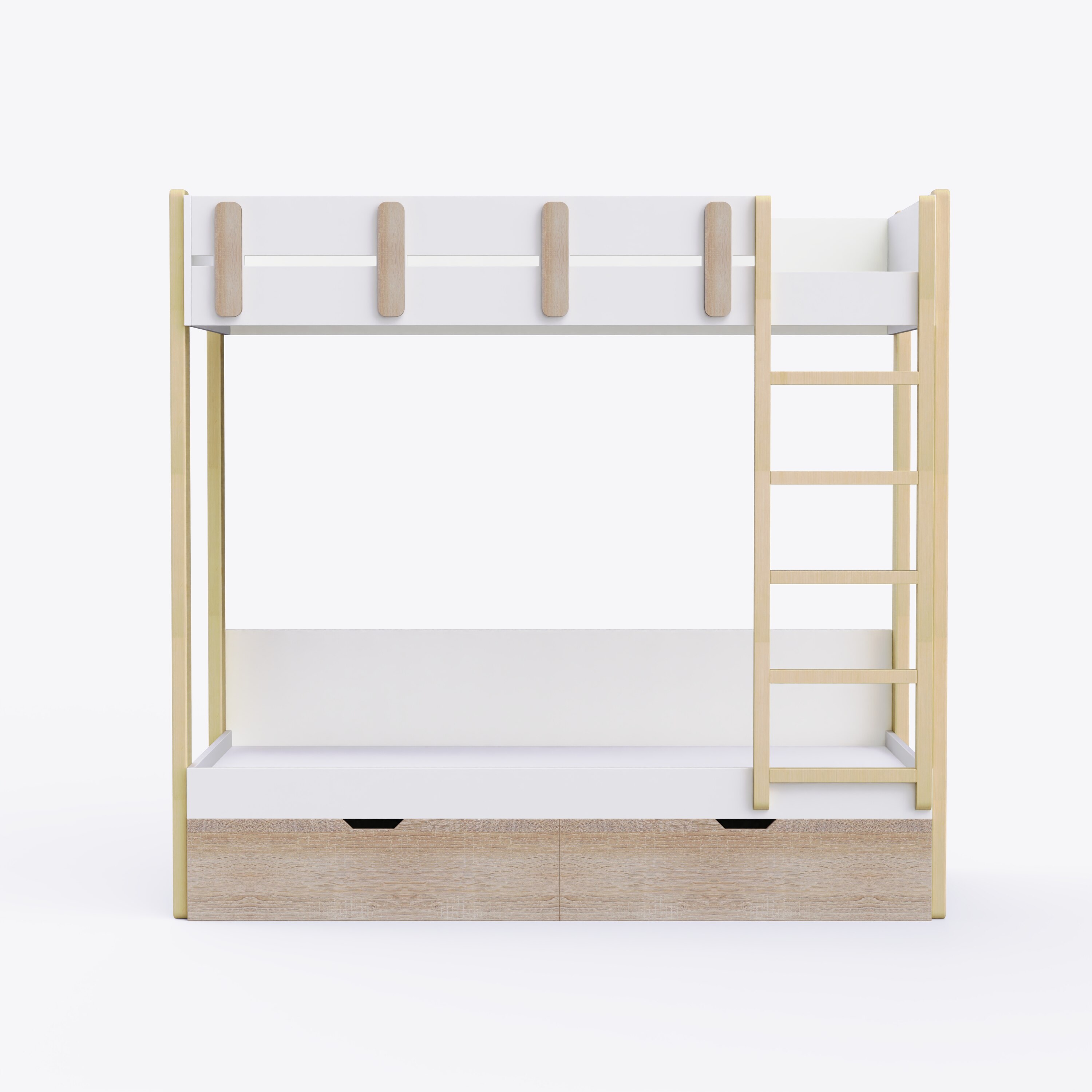 Pine Tree Single Size Bunk Bed In White & Oak Colour