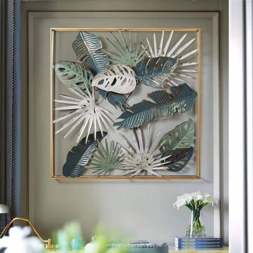 Elaeagnus Angustifolia And Lupin Leaves Frame Metal Wall Art