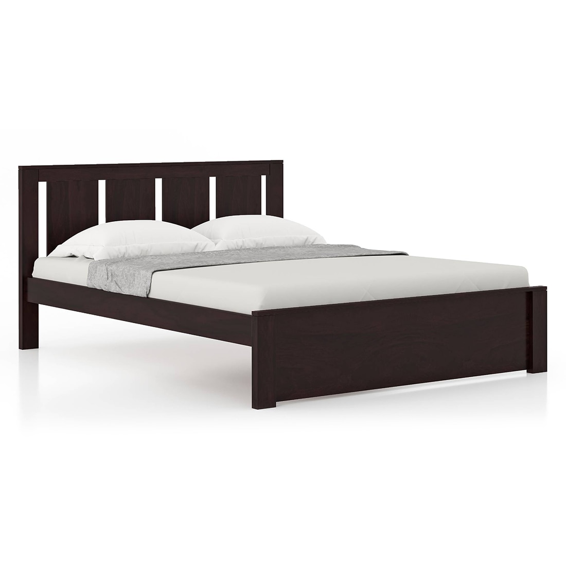 Durban Solid Wood Non Storage King Size Bed In Mahogany Finish