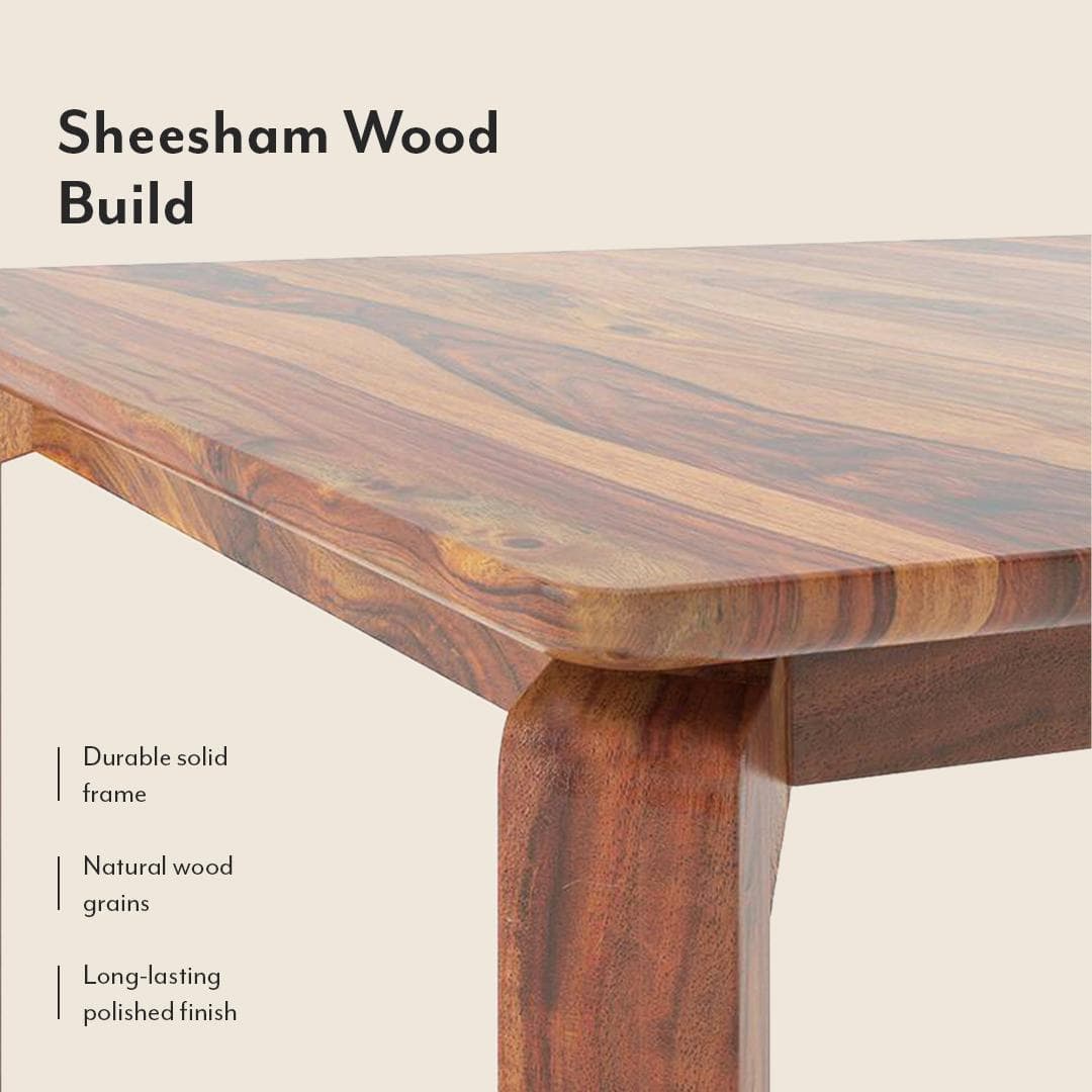 Catria - Martha 4 Seater Dining Table Set (Colour- Wheat Brown , Finish- Teak)