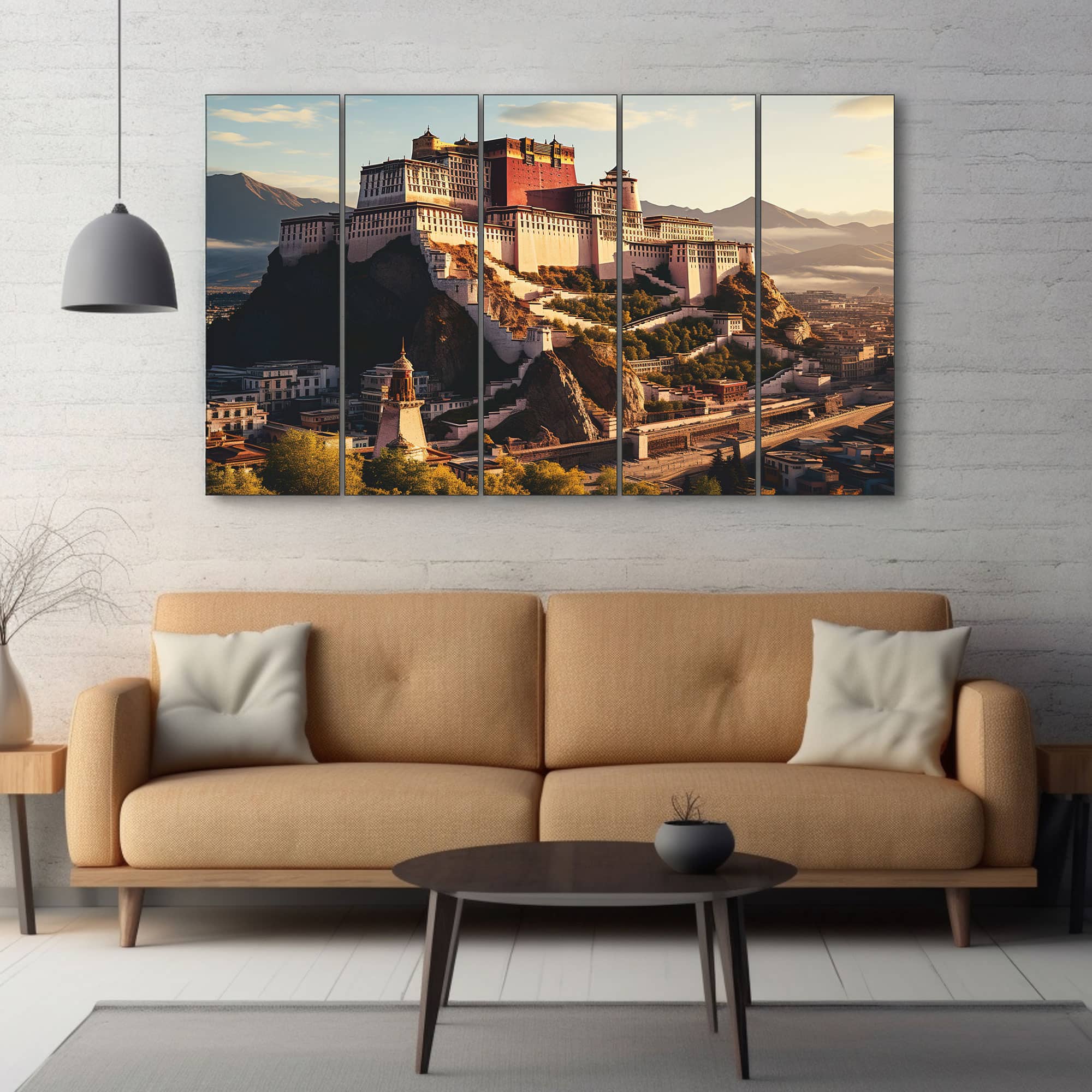 The Castle Decor Potala Palace Wall Art Set of 5 Wooden Framed Digital Painting 27x48 Inch - The Castle Decor