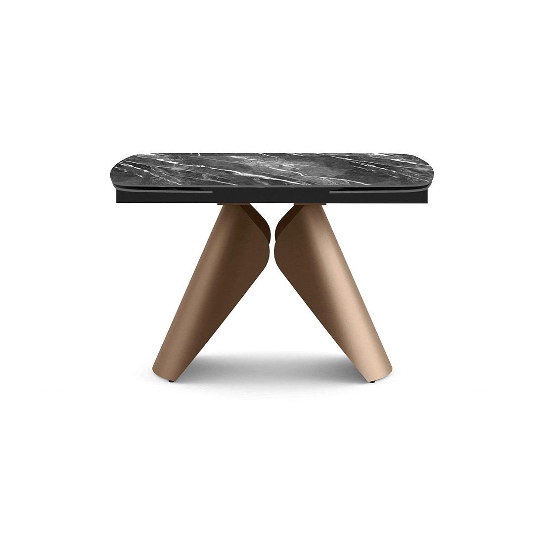 Aeris Tulip 4–6 Seater Extendable Dining Set (Black Jade Finish, Tan Colour)