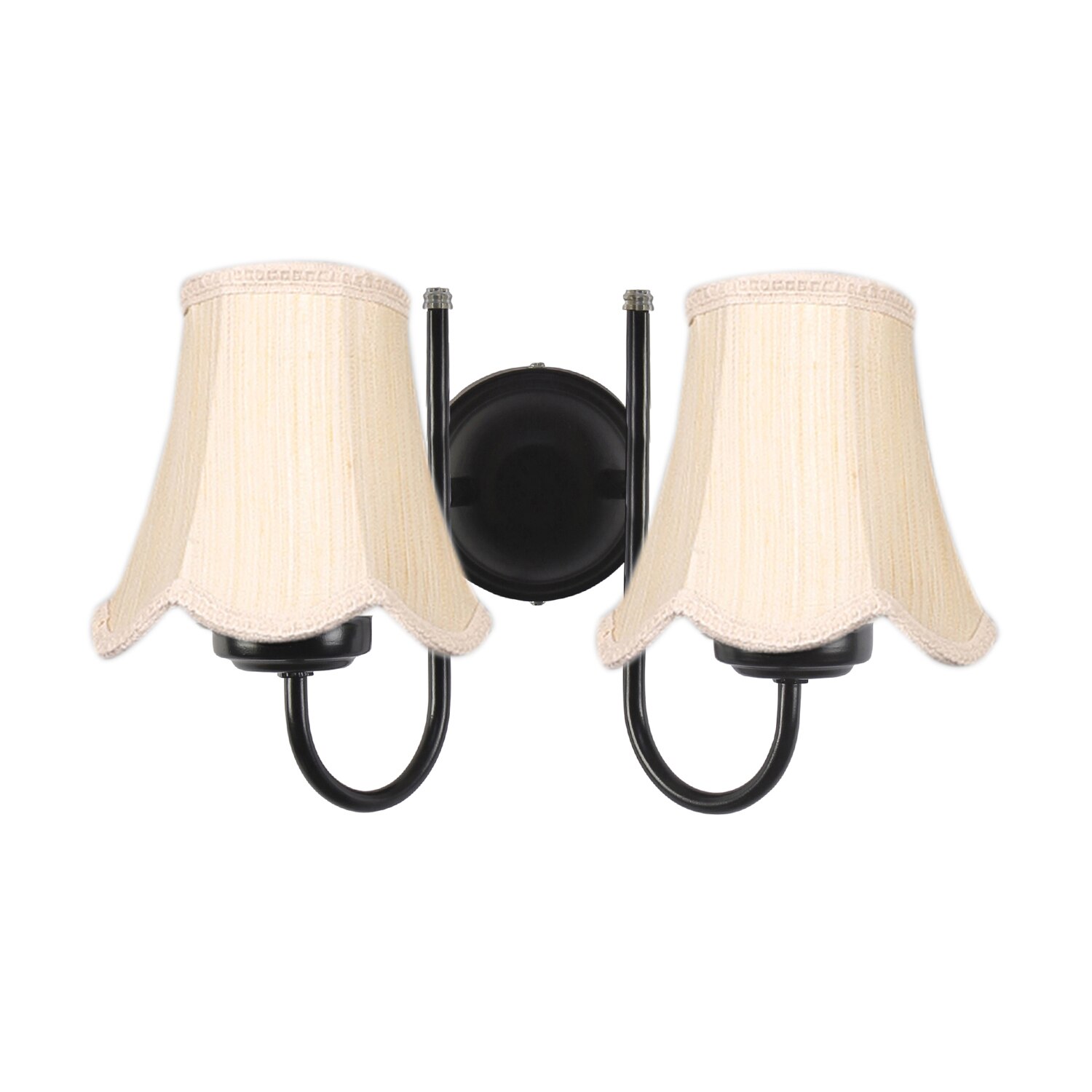 Devansh Dual Black Metal  Wallmounted Lamp With Cotton Off-White Shade