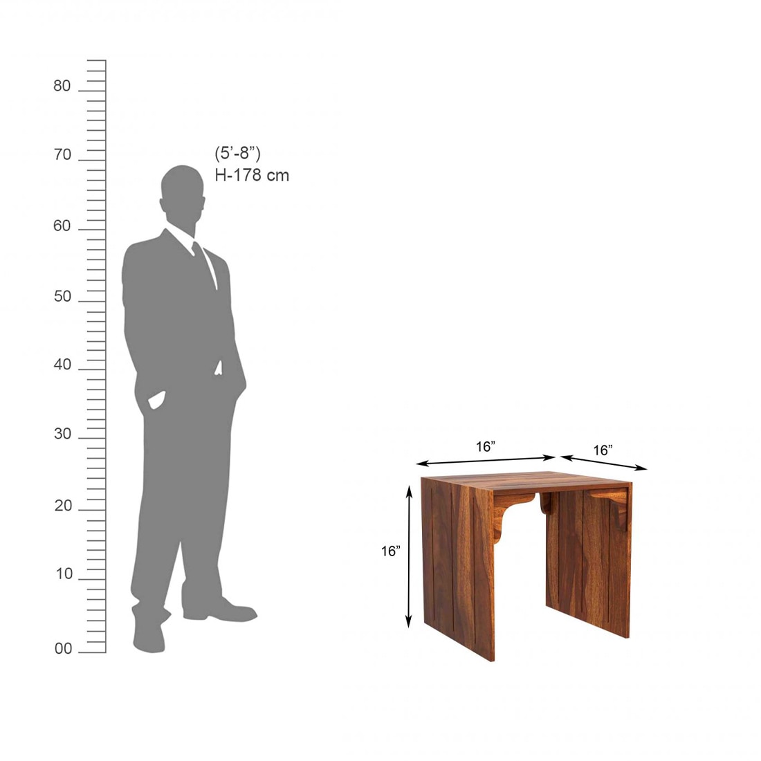 Taj Bedside Solid Wood Table in Honey Finish