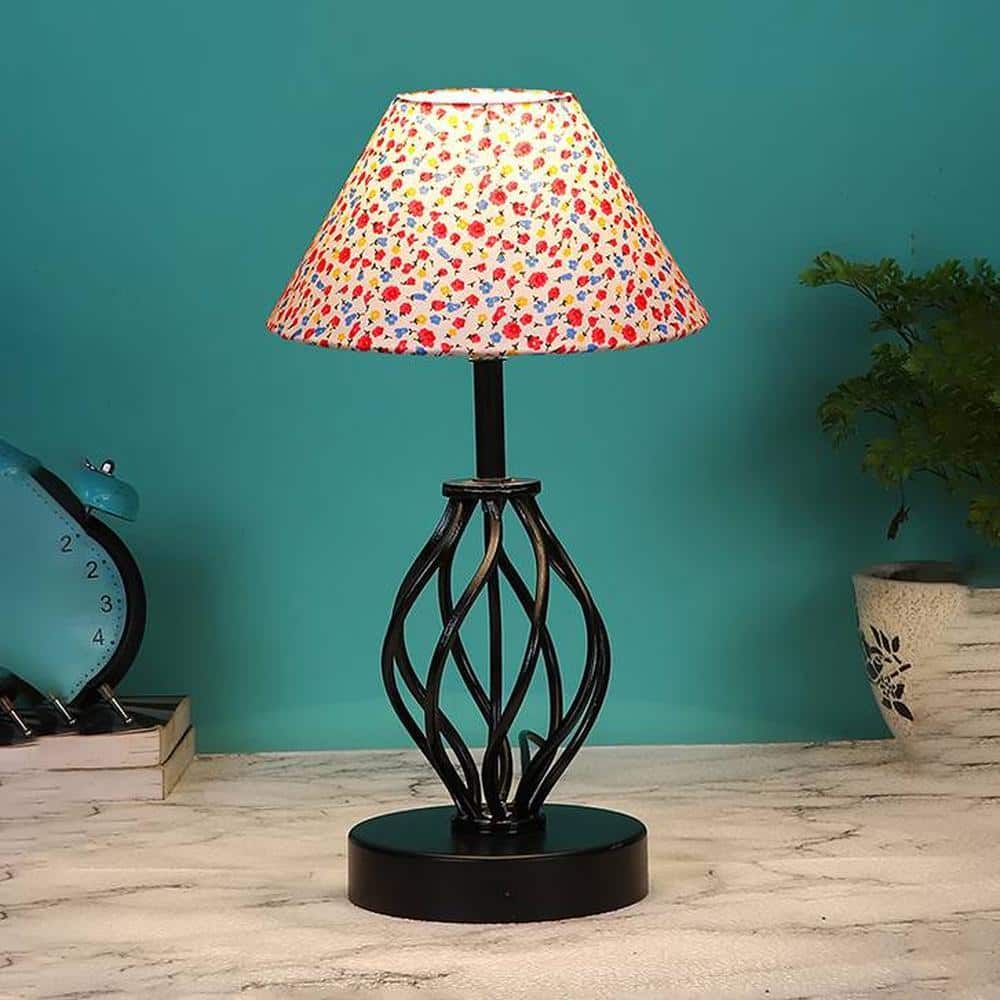 Tessa Multicolor cotton Table lamp with Iron Base