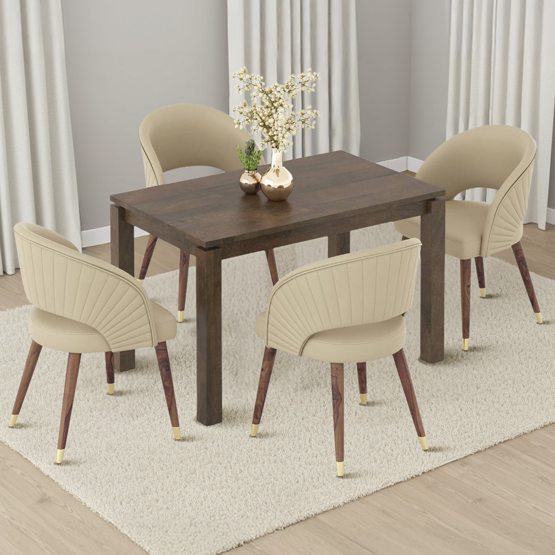 Atlas Solid Wood 4 Seater Dining Table With Celia Dining Chairs