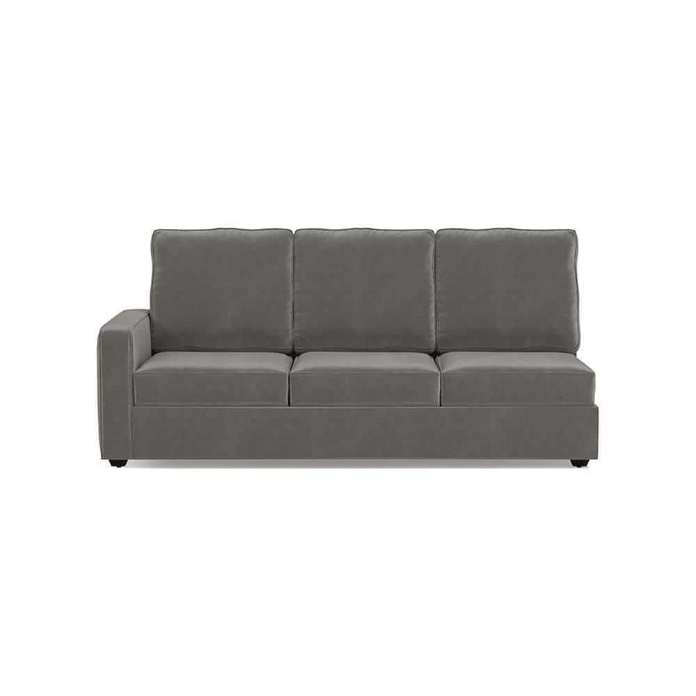 Apollo Sectional Fabric Sofa (Colour : Ash Grey Velvet , Seating Capacity : Right Aligned 3 Seater + Chaise+ Ottoman  Cushion Type : Soft )
