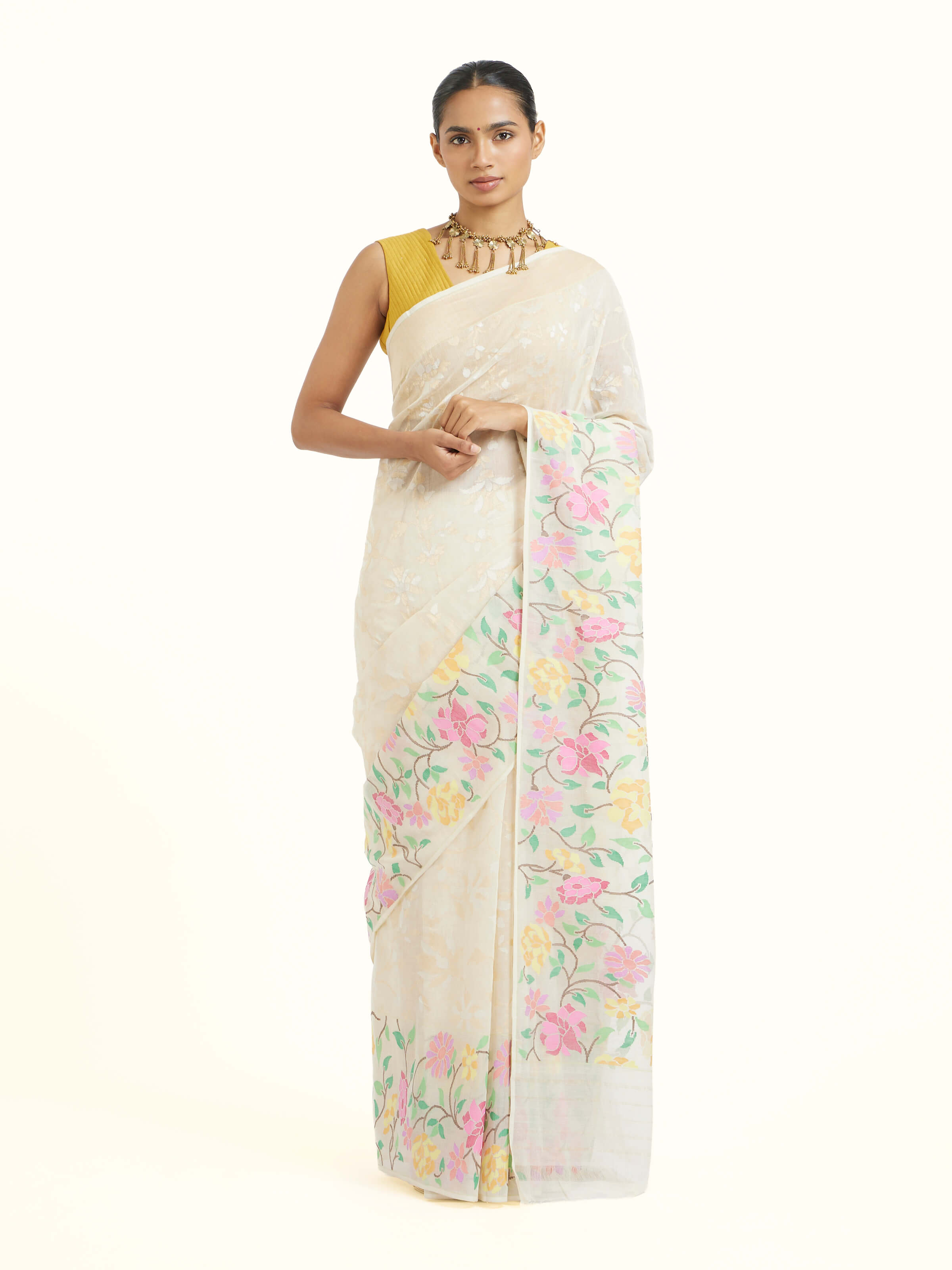 Cotton Awadh Jamdani Banarasi Saree