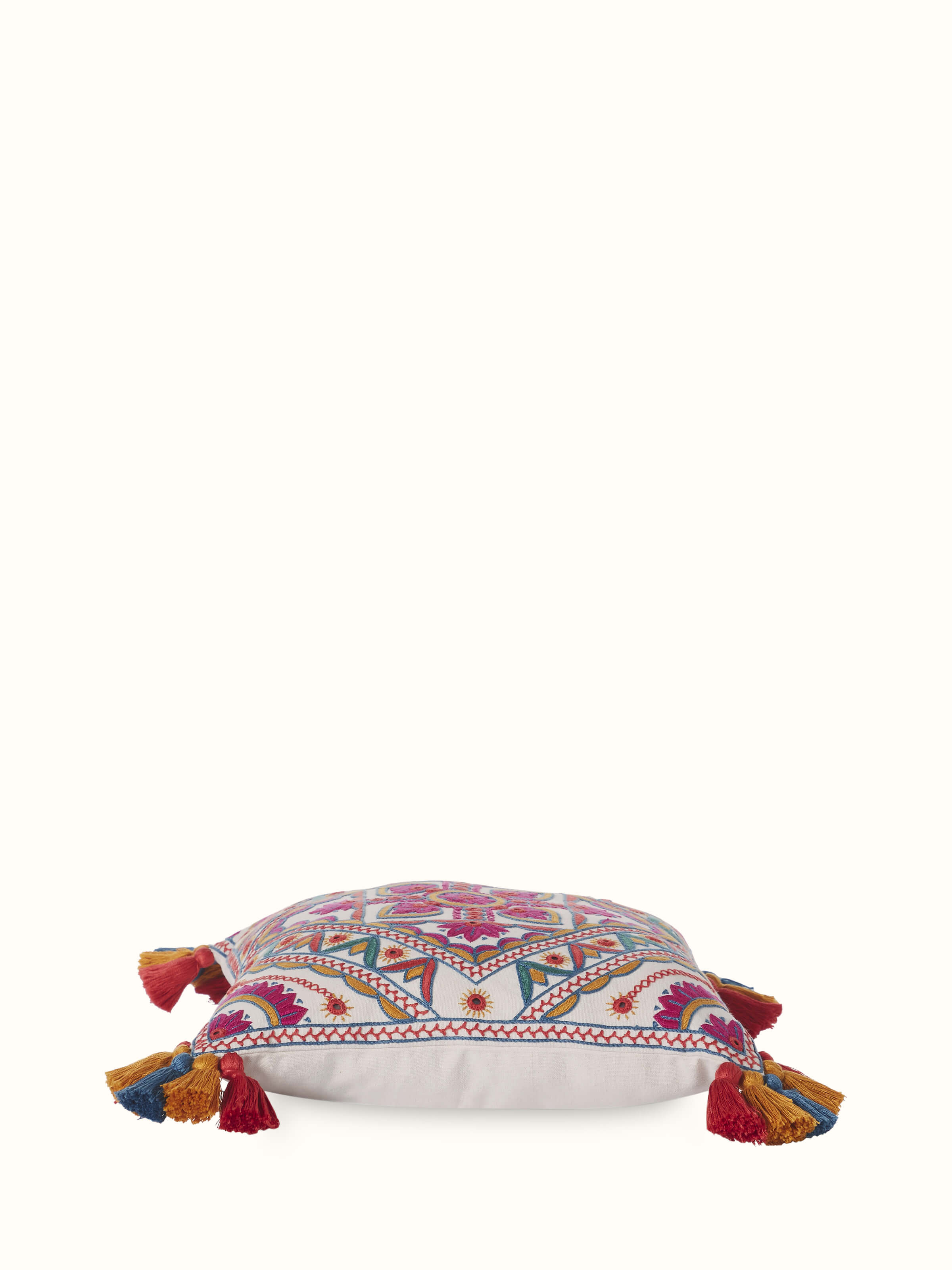 Varna Pink Mandala Cotton Pakko Hand Embroidered Cushion Cover