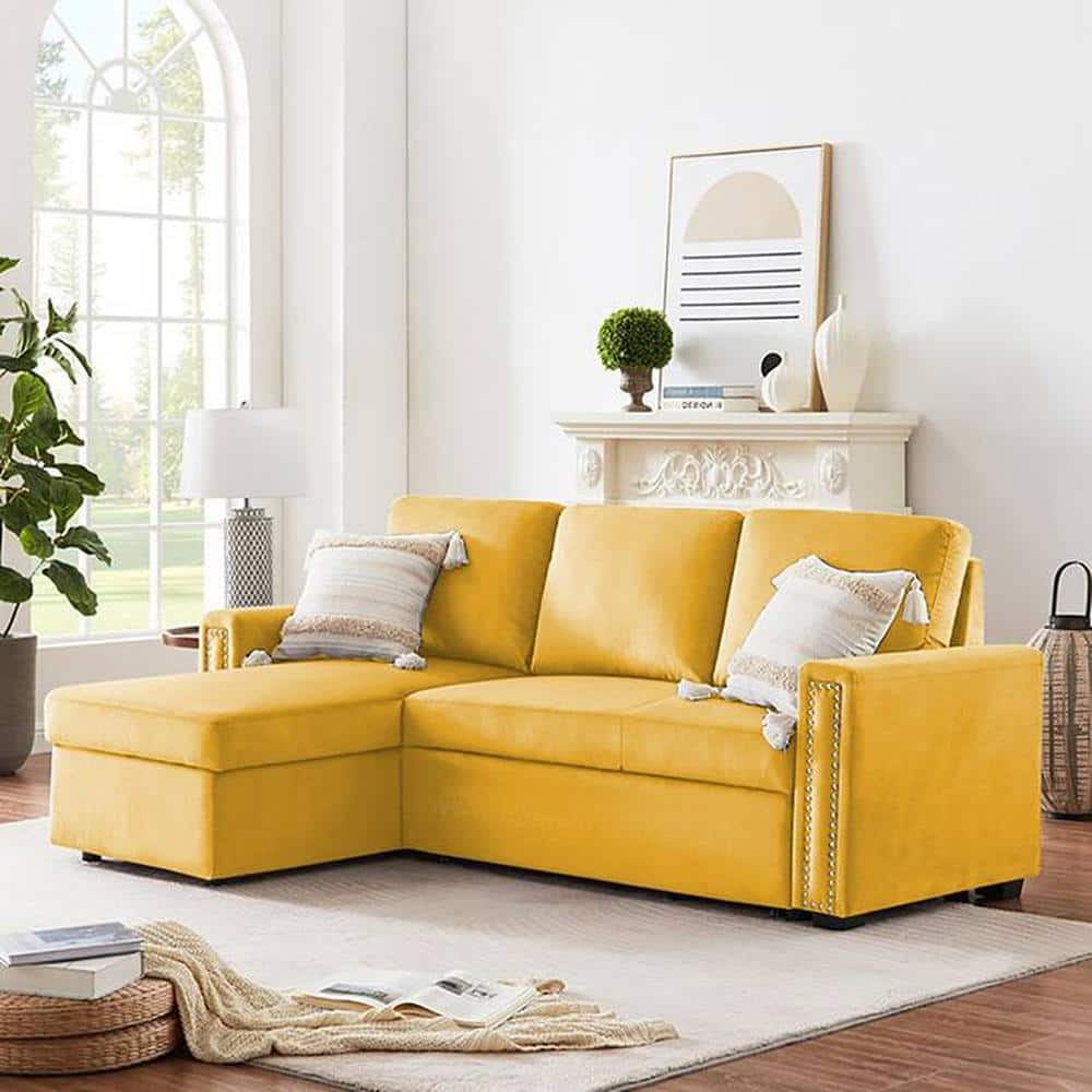 Lucas  Pull Out Sofa cum Bed  in Orange Colour - Home Lifestylez