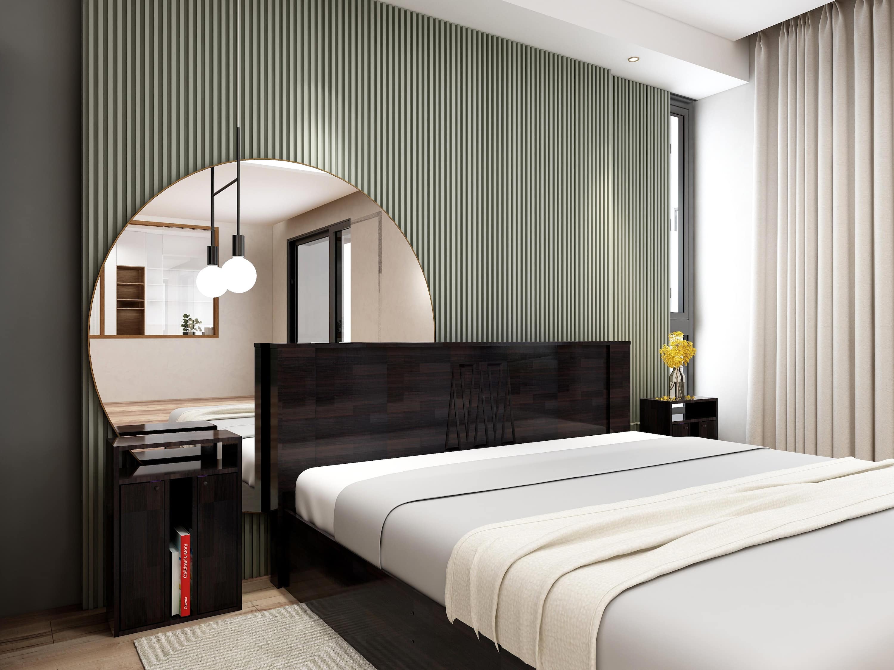 Ren Classic Bedroom Set – Queen Bed, 2-Door Wardrobe & Bedside Table in Wenge Finish – Engineered Wood