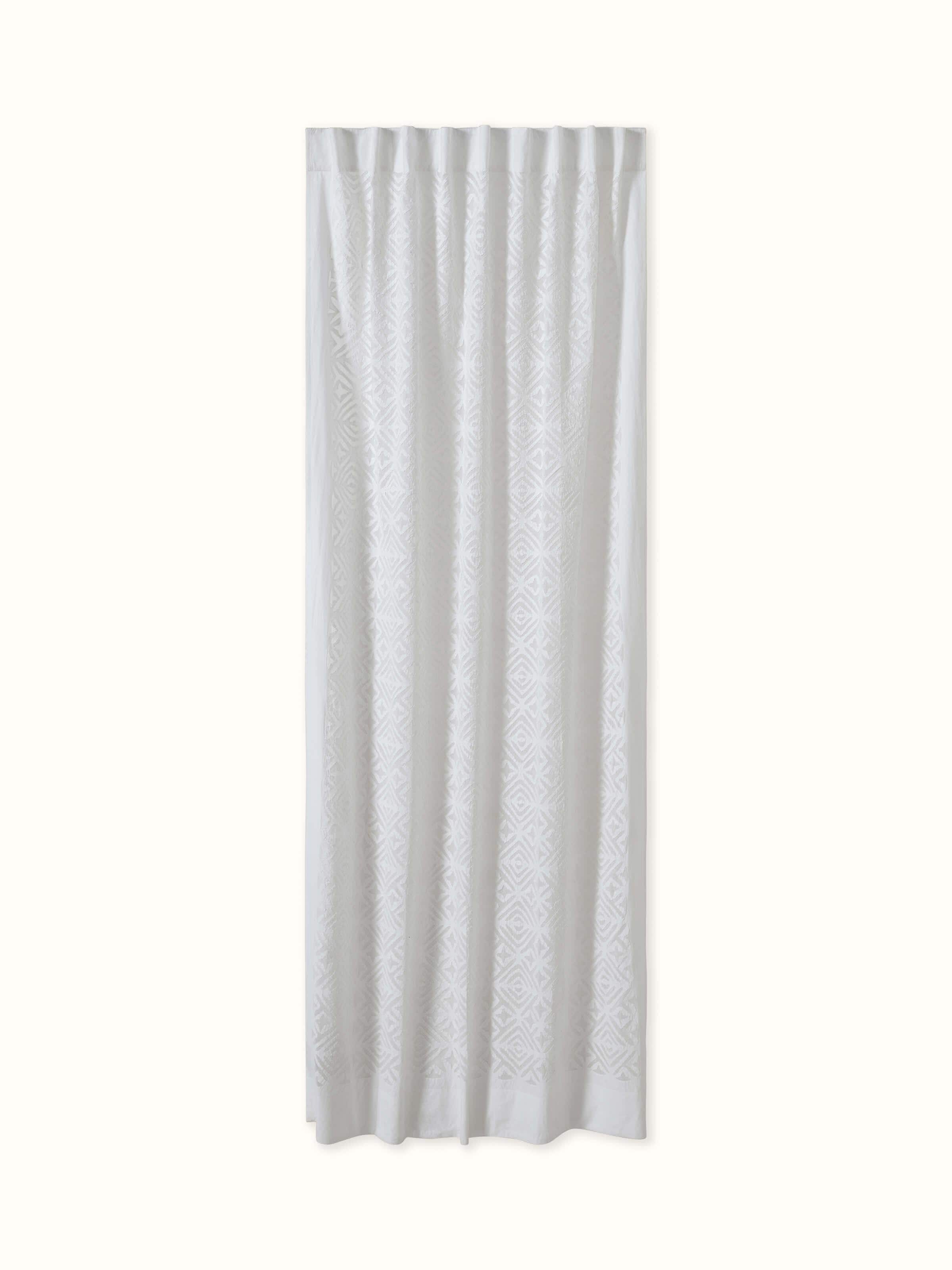 Mandana White Allover Cotton Applique Curtain (7 Ft)