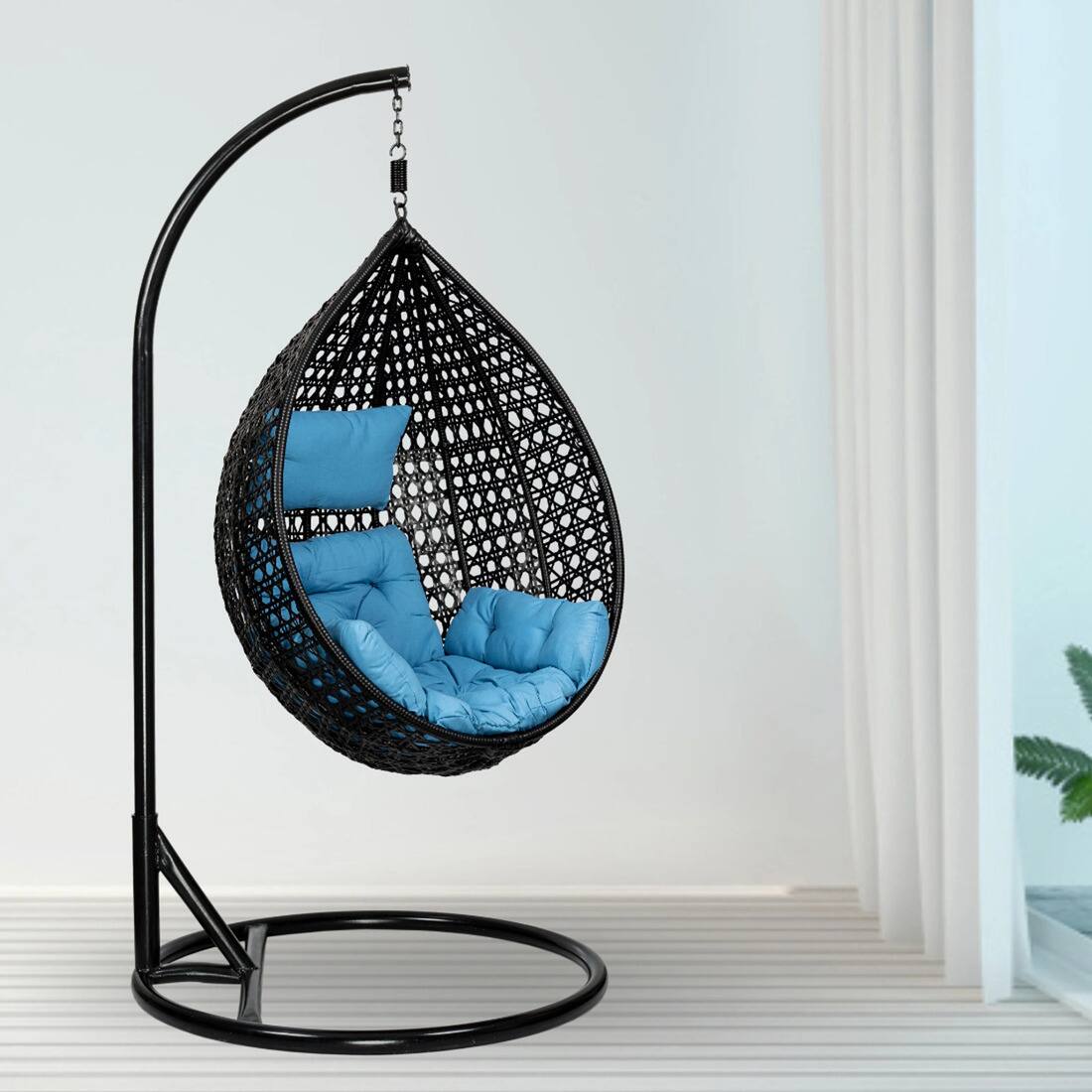 Premium Egg Single Seater 6 Star Swing Chair Blue
