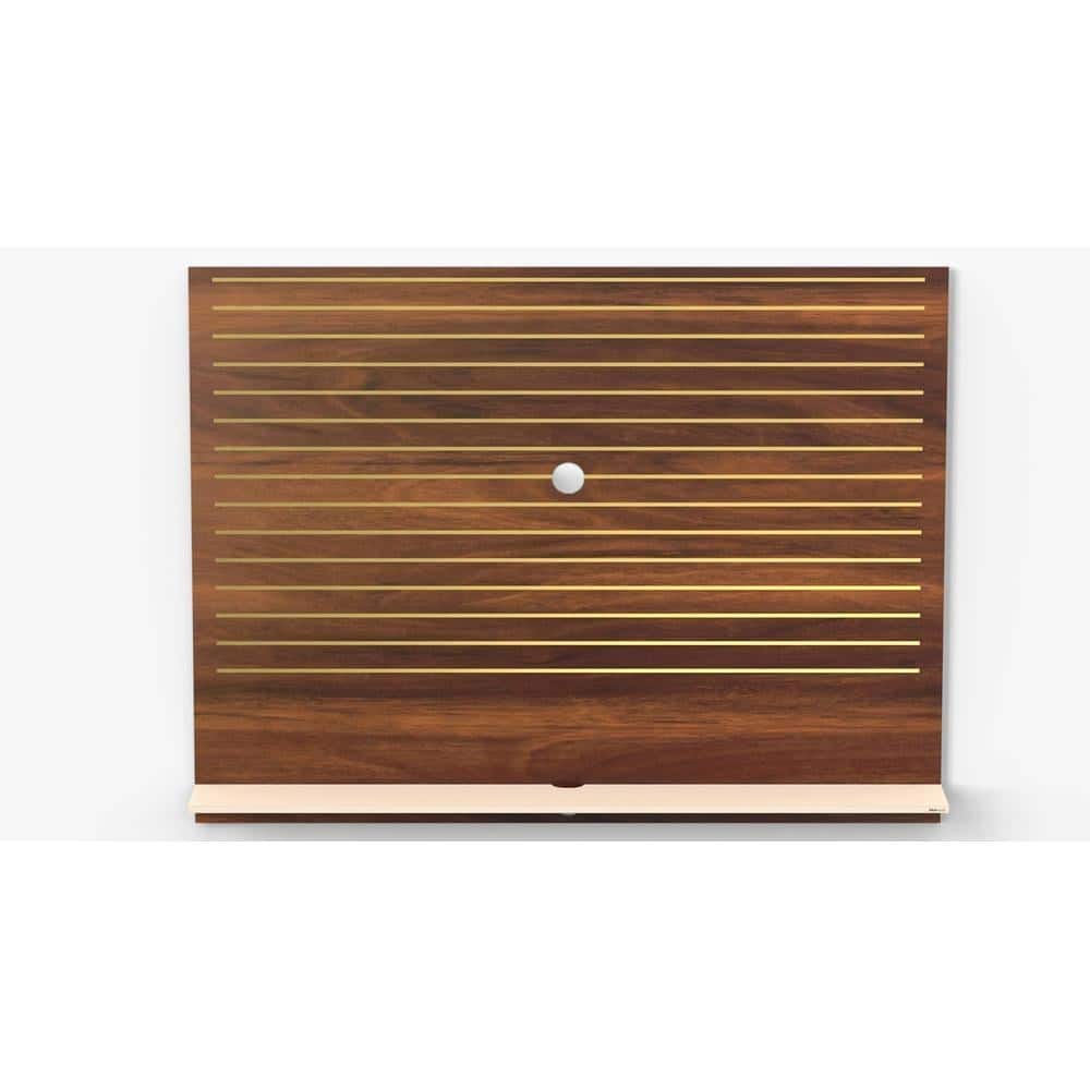 Reyloye Large Engineering Wood Wall Mount TV Entertainment Unit Set Top Box Stand/TV Cabinet with Shelves for Books & Decor Display Unit Bed Living Room Upto 60 Inches (Brown Maple & Beige)