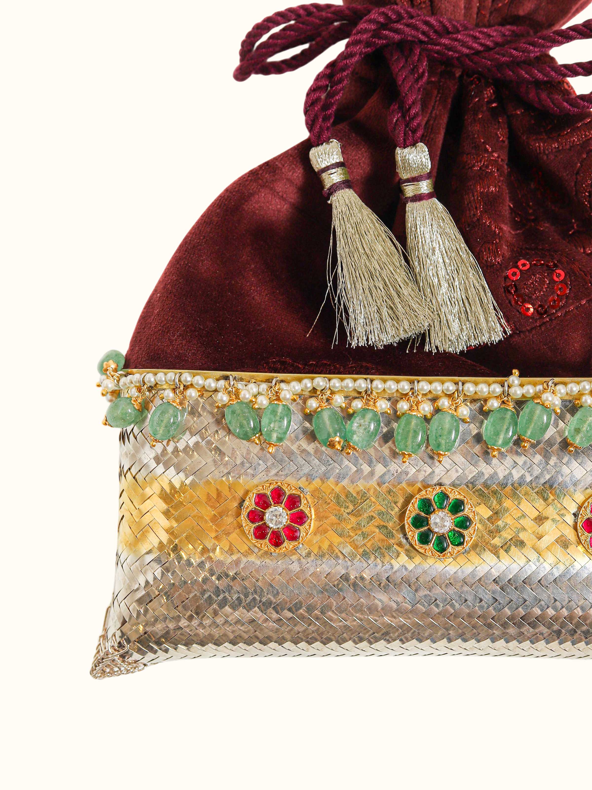 Silver Smithing Two-Tone Potli-Style Bag