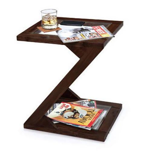 Zeta Solid Wood Side Table in Mahogany Finish