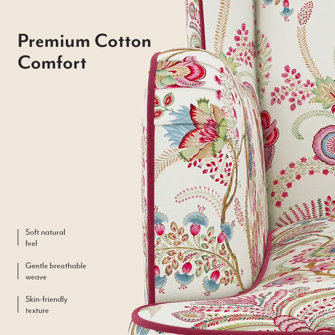 Genoa Lounge Chair In Viva bloom premium cotton Colour