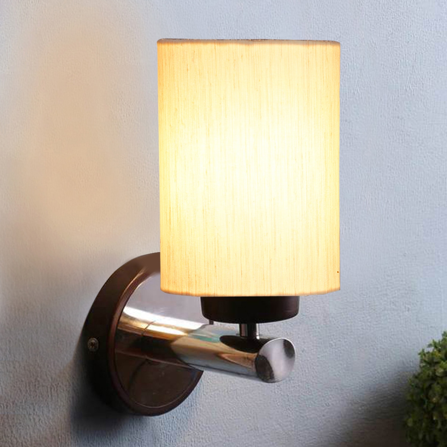 Devansh Metal Electric Wall Light in off-white Colour with off-white Shade Count of 1 Light - Devansh