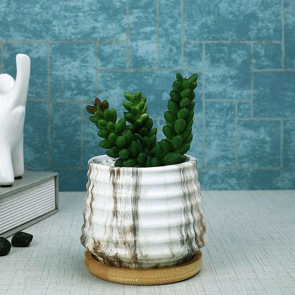 White 1 Pieces Succulent Artificial Plant With Pot