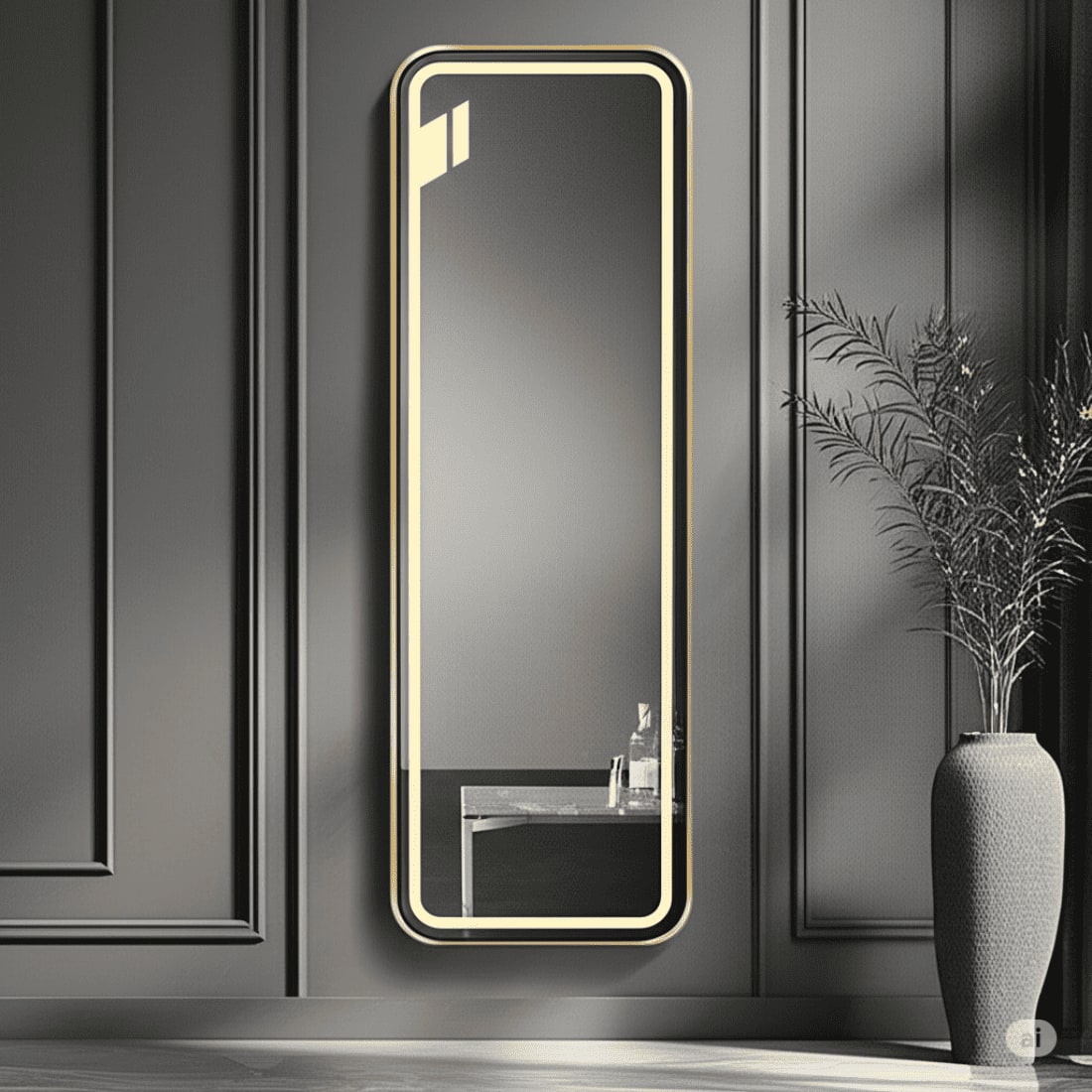 Full-Length Bedroom Dressing Mirror with frame Adjustable LED Standing Mirror