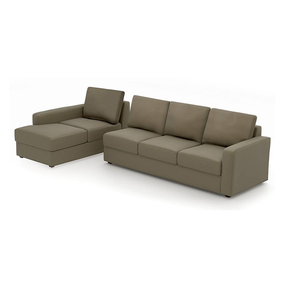 Apollo Compact Sofa (Colour : Cappucino, Cushion : Hard, Seating Capacity : Left Aligned 3 Seater + Left Aligned Chaise + Ottoman)